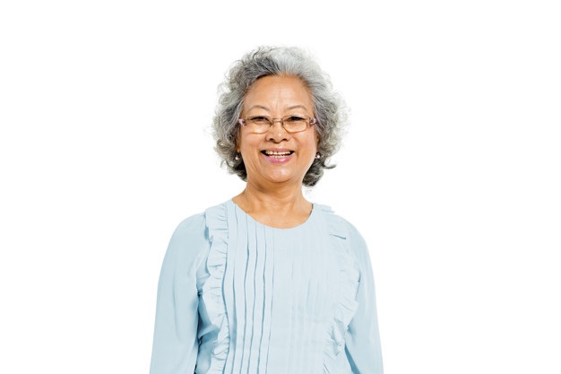 Cheerful Old Casual Asian Woman